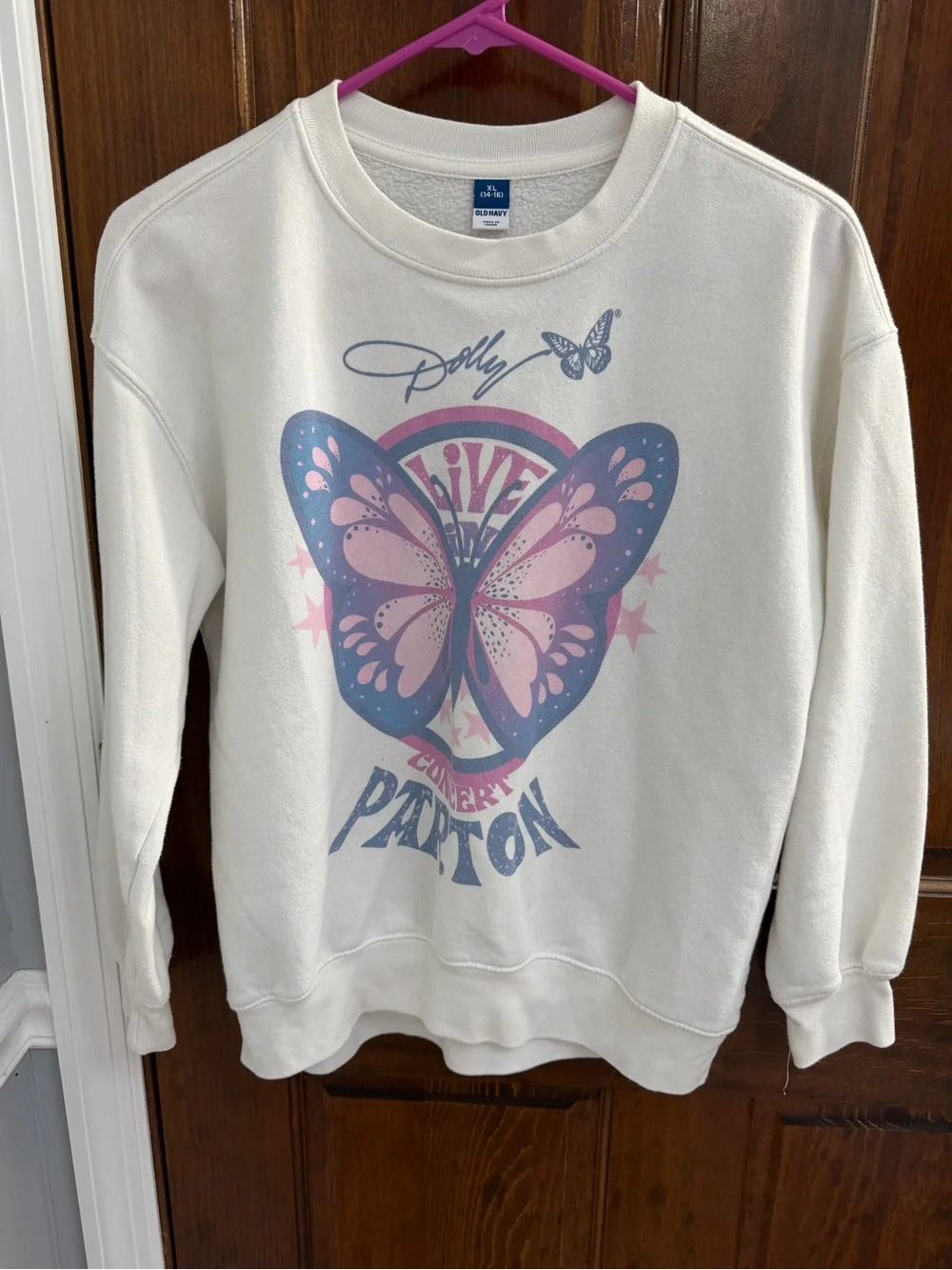 Old Navy White Crewneck Sweatshirt with Blue Tag